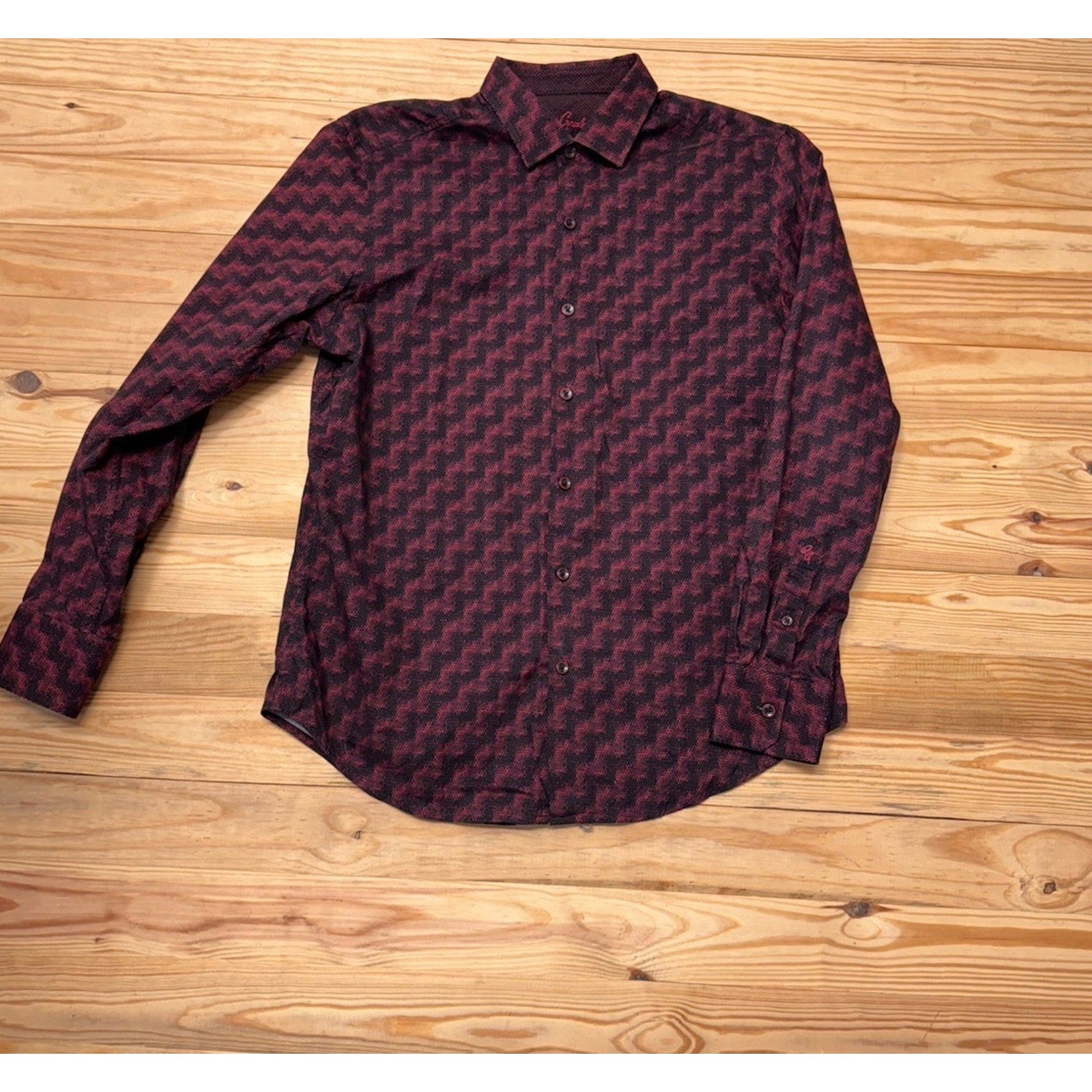 ROBERT GRAHAM Mens SHIRT L CLASSIC FIT Long Sleeves BUTTON FRONT Ruby Diamond