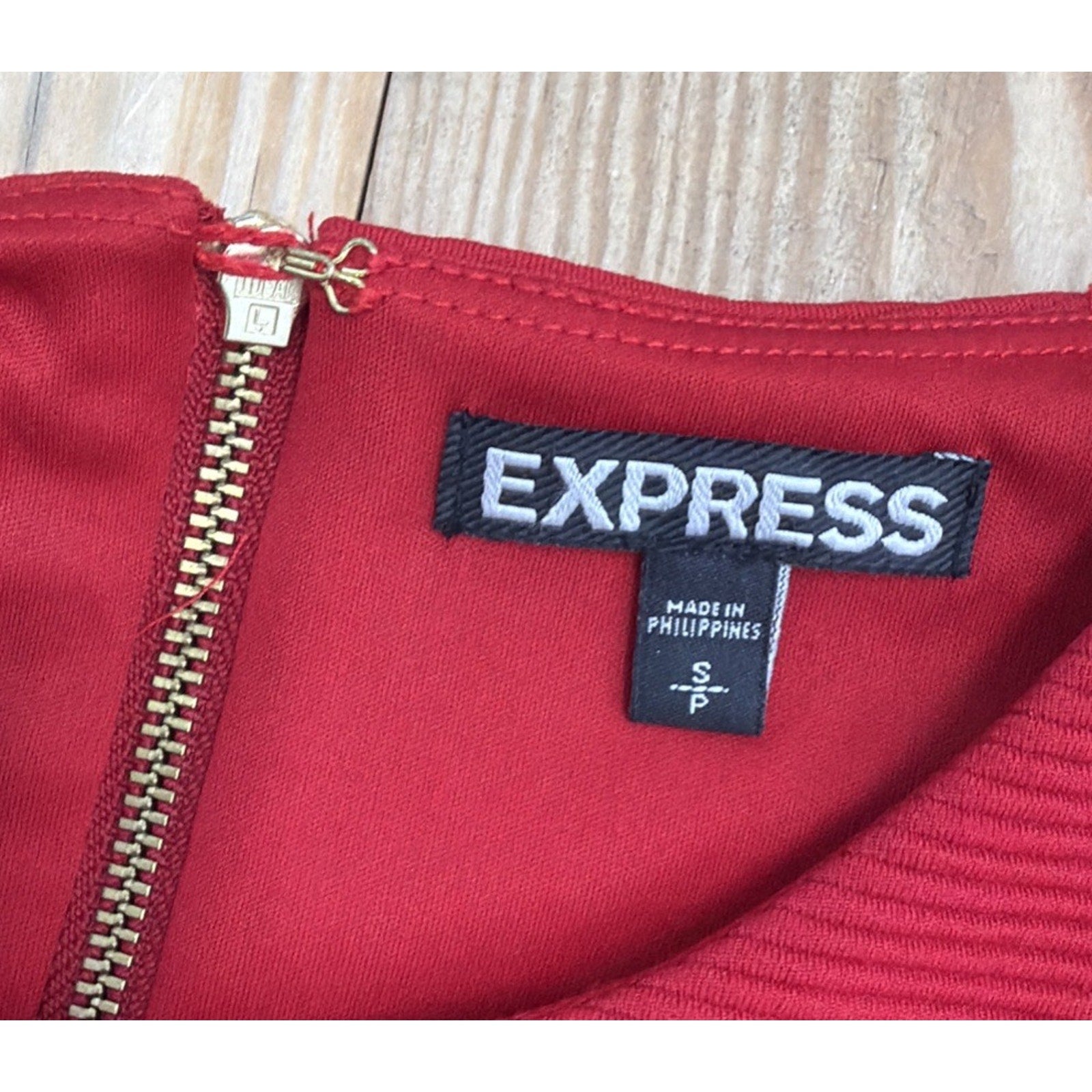 Express Women's Red Ribbed Cut-out Sheath Lined Dress Size Small