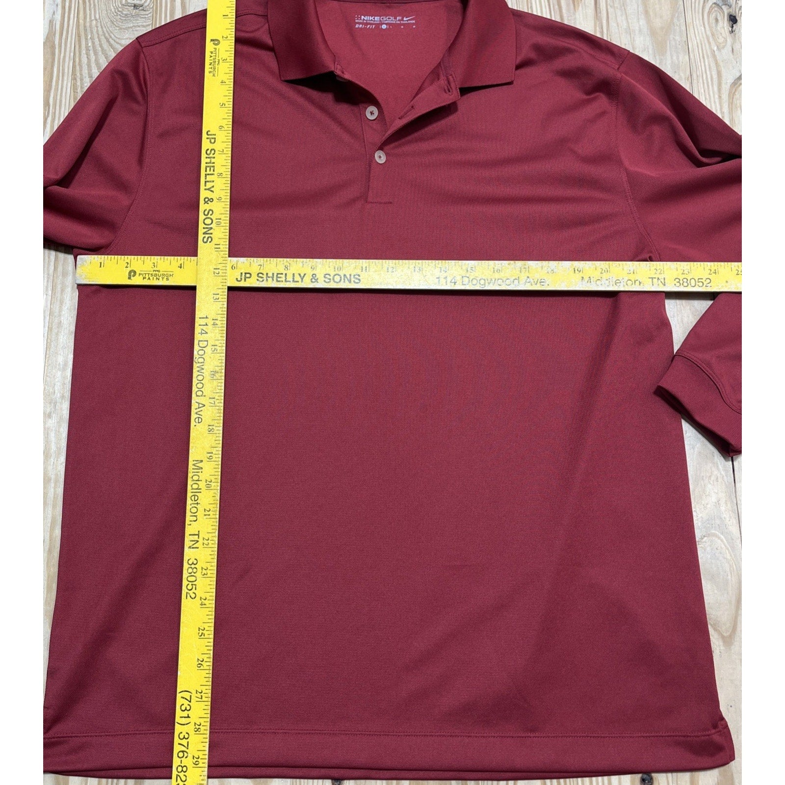 Nike Golf Polo Shirt Men L Burgundy Dri Fit Lg Sleeve Athleisure Outdoor