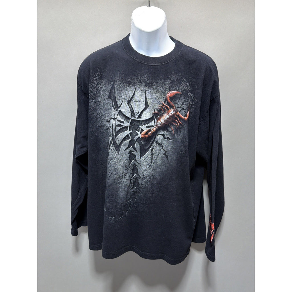 SPIRAL DIRECT BLACK SCORPION PRINTED DOUBLE SIDED LONG SLEEVE T-SHIRT XXL