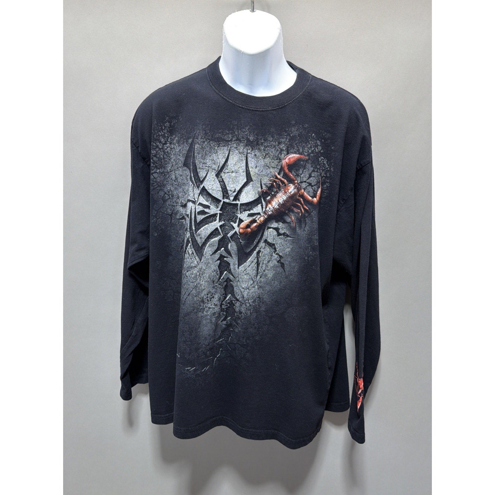 SPIRAL DIRECT BLACK SCORPION PRINTED DOUBLE SIDED LONG SLEEVE T-SHIRT XXL