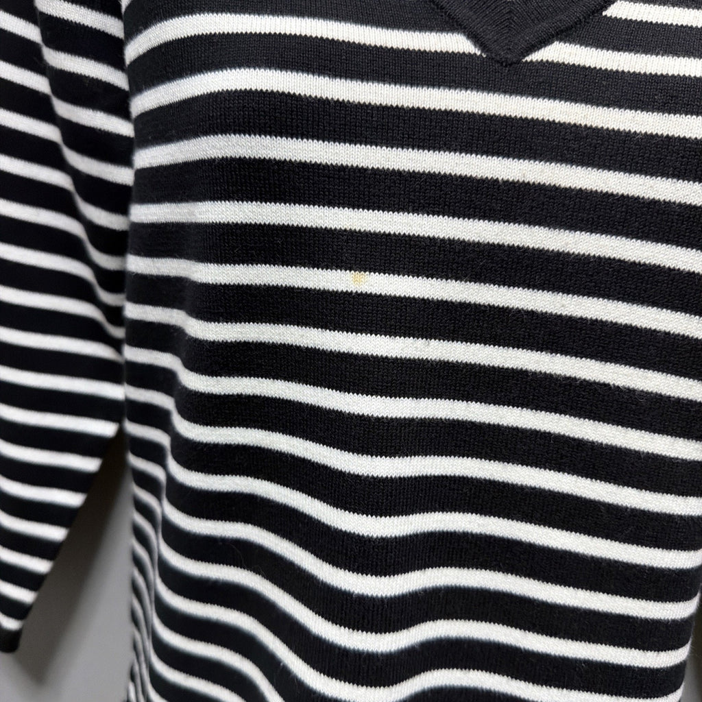 Ralph Lauren RLL Navy blue stripe Sweater V neck pullover Nautical VTG SIZE S