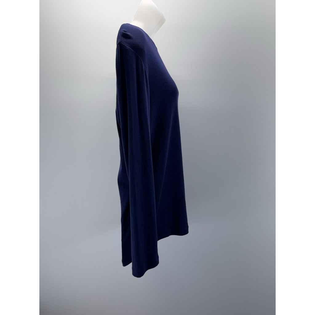 Chico's Navy Blue 100% Cotton Knit Pullover Sweater Women’s Size 2 Large