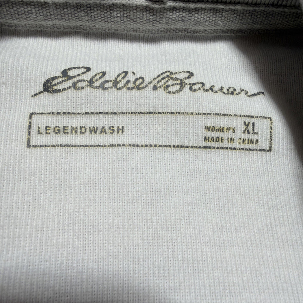 Eddie Bauer Raglan Hooded Sweatshirt Womens XL Legend Wash White Gray