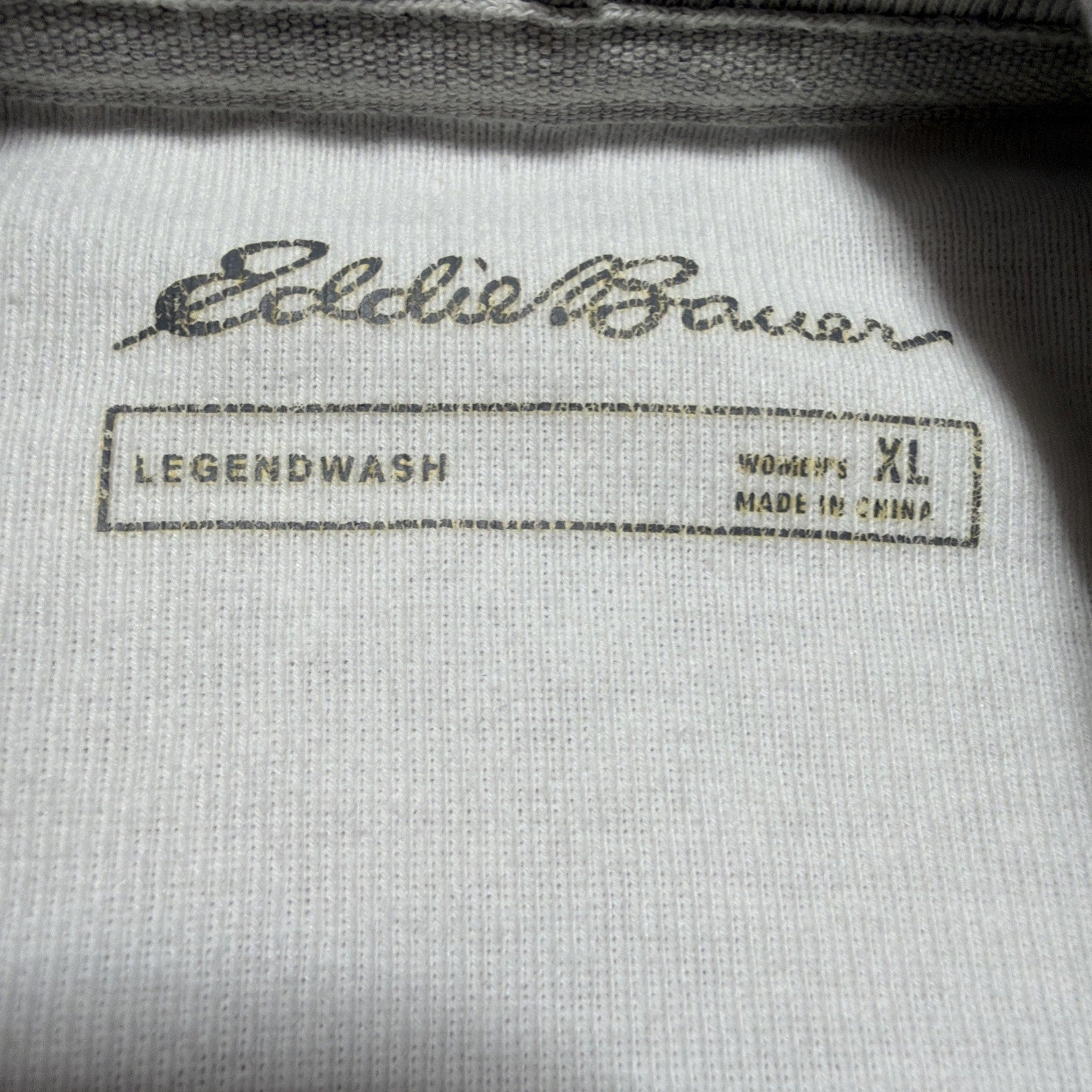 Eddie Bauer Raglan Hooded Sweatshirt Womens XL Legend Wash White Gray