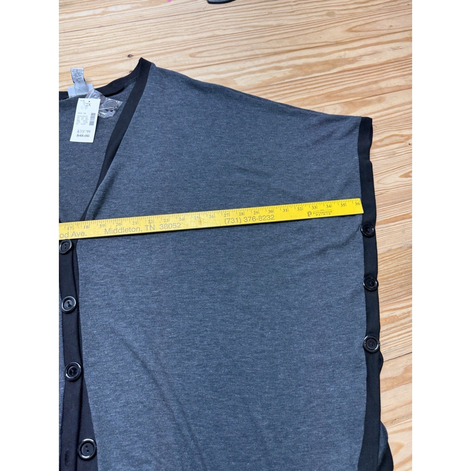 Liz &Me For Catherines Gray Black Button Cardigan Oversized Women’s Size 2X NWT