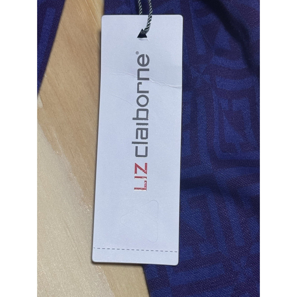 Liz Claiborne Purple Blue Long Sleeve Waist Tie Stretch Top New Women’s Size XL