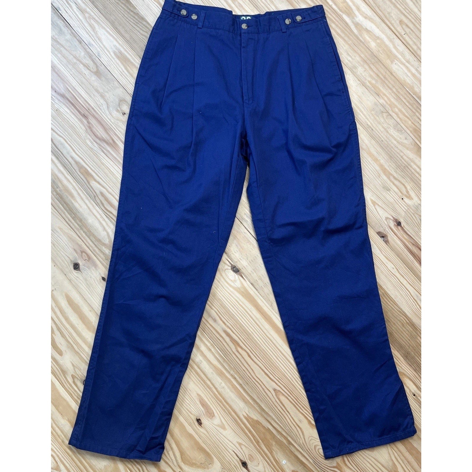 IZOD Chino Golf PantsVintage Flat Front Blue Tapered Leg Pocket Size 36