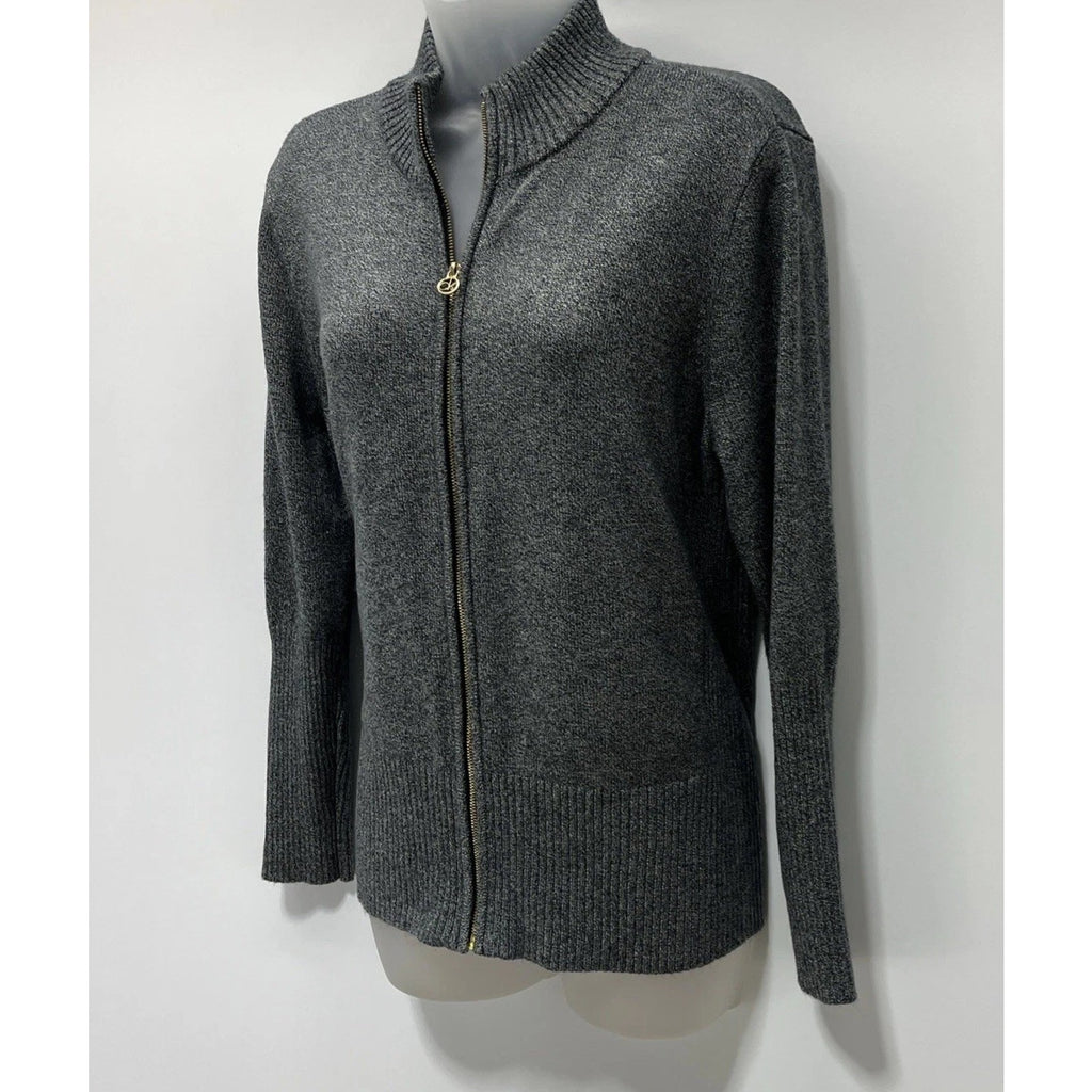 Calvin Klein Womans Gray Cardigan Sweater Sweatshirt Size Large Full Zip