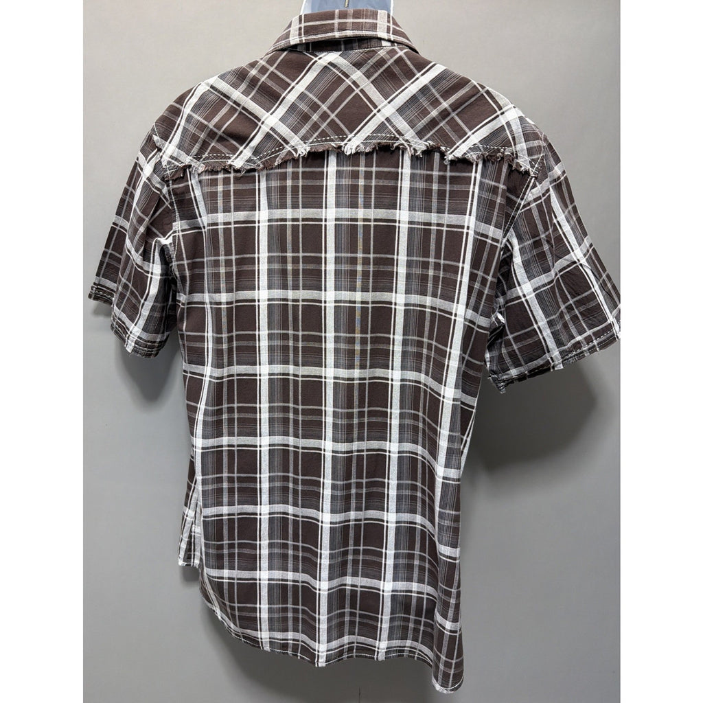 BKE Shirt Men's XL Western Thick Stitch Pearl Snap Short Sleeve Athletic Fit