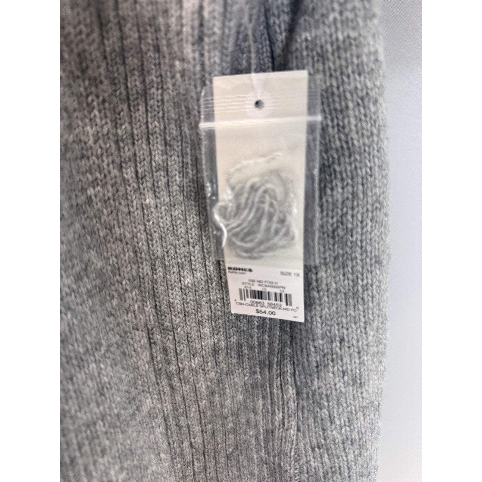 CROFT & BARROW Women’s Gray Slit Mock Neck Button Collar Size 1X