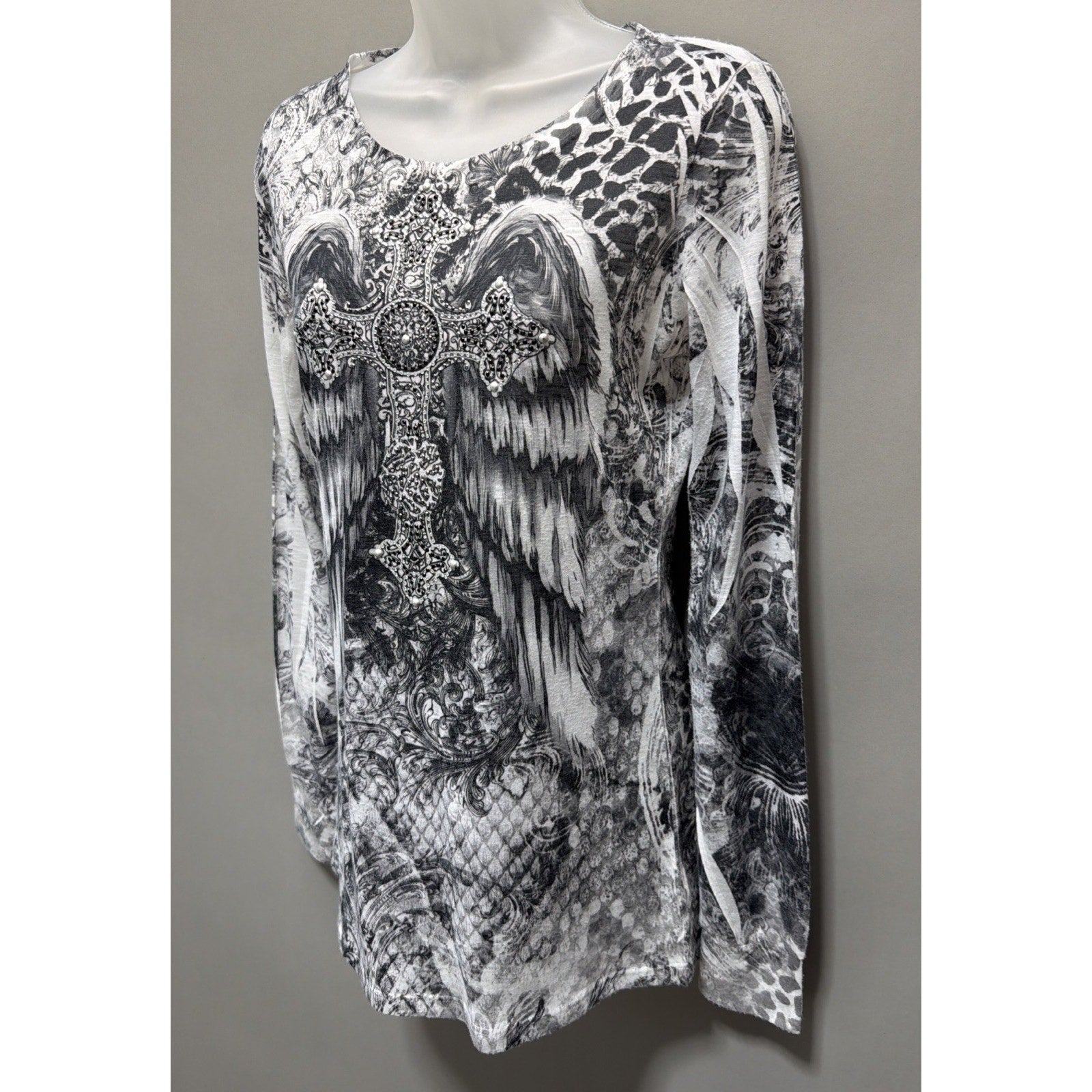 Daytrip Embellished Angel Wings Top Size L Y2K Fairy Grunge Rhinestone Made USA