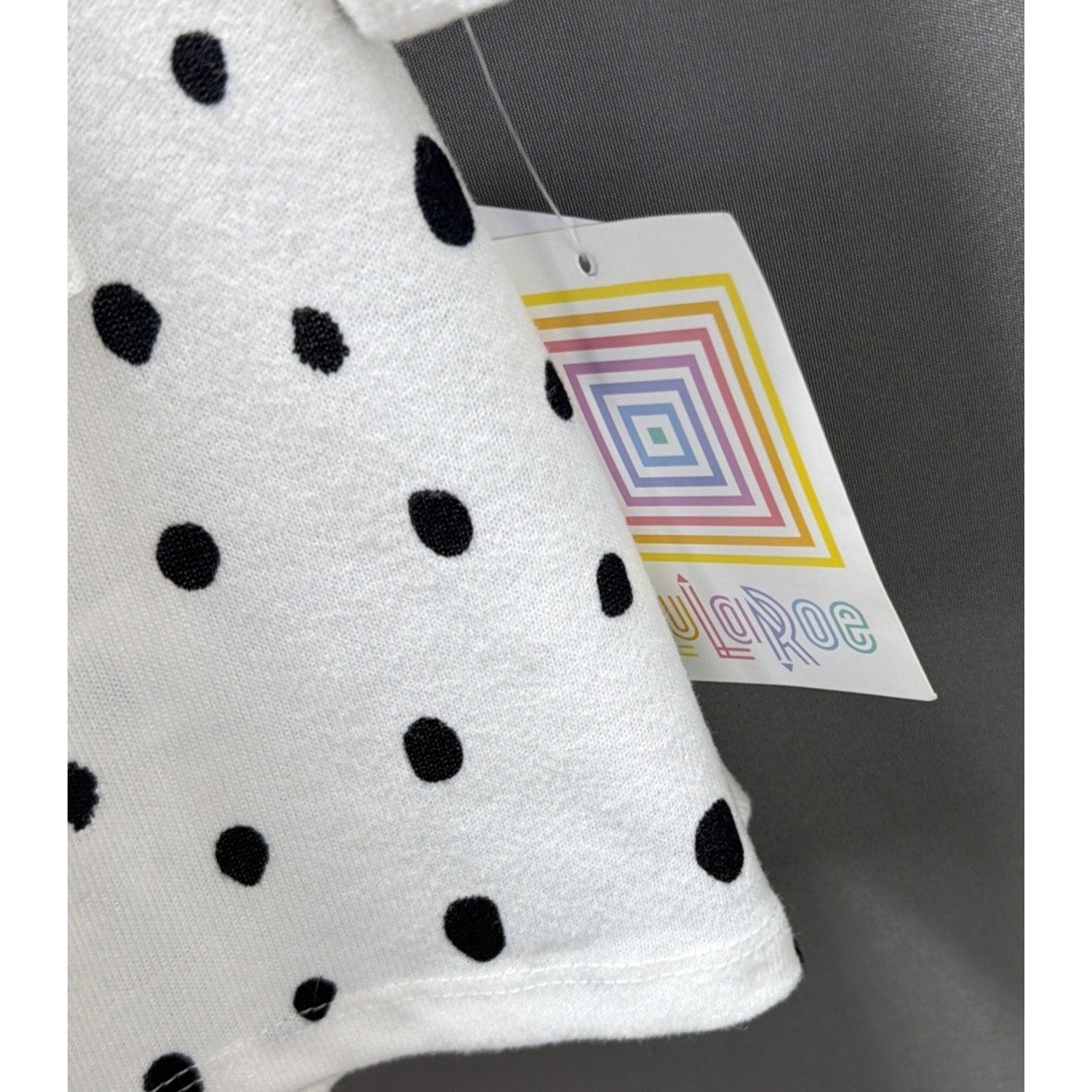 New Lularoe Caroline Jacket Cardigan Pockets White Black Polka Dots Sz M Stretch