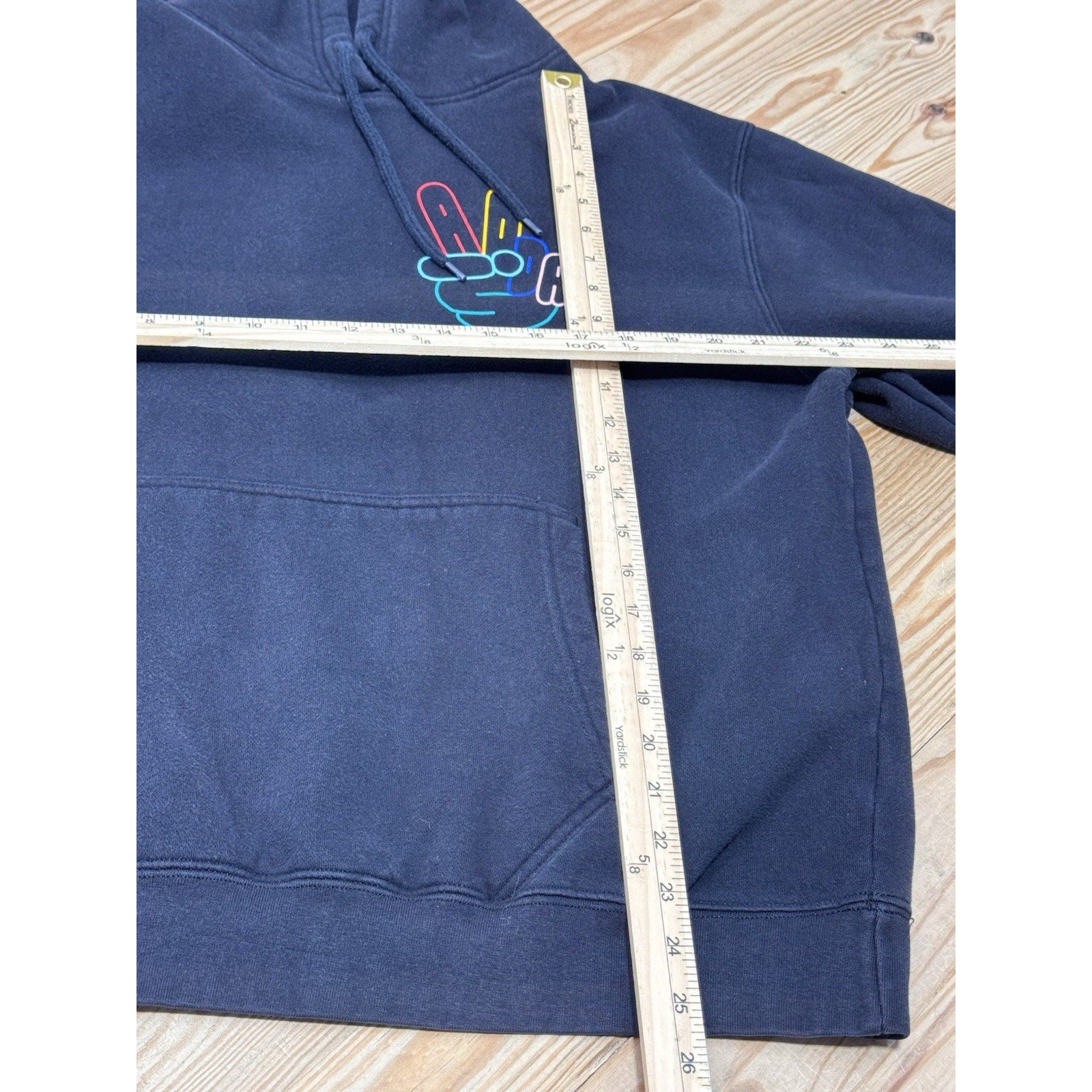 ADIDAS Originals Hoodie Peace Sign Trefoil Logo Fleece Sweatshirt Size L