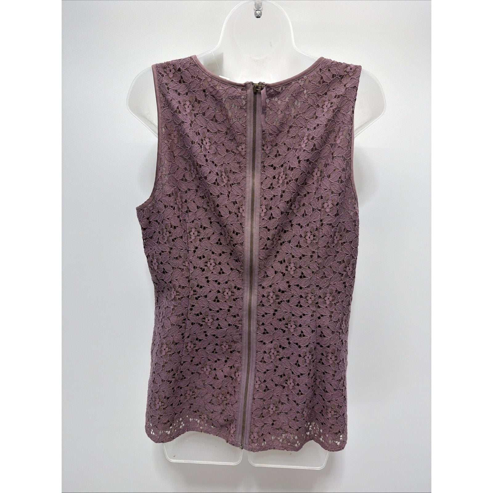 Banana Republic Mauve Purple Floral Zip Back Top Lined Tank 14 NWT