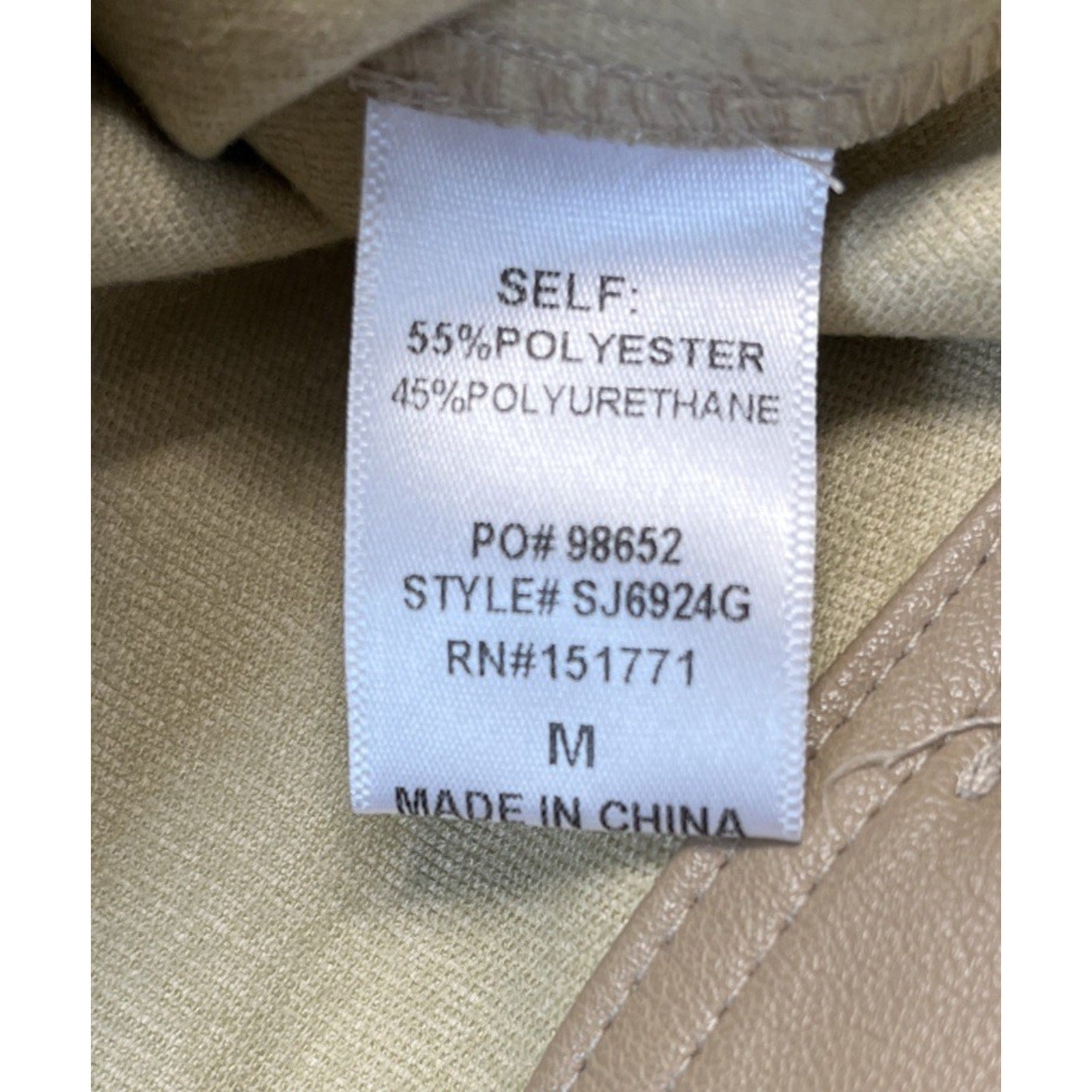 NWT Gilli Faux Leather Shacket Button Up Womens Tan Sz M