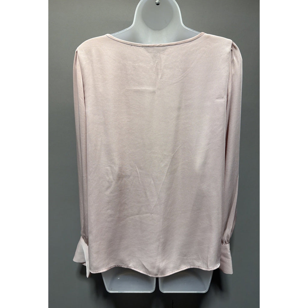 Express women sz M Semi Sheer Blouse Light Pink long sleeve top