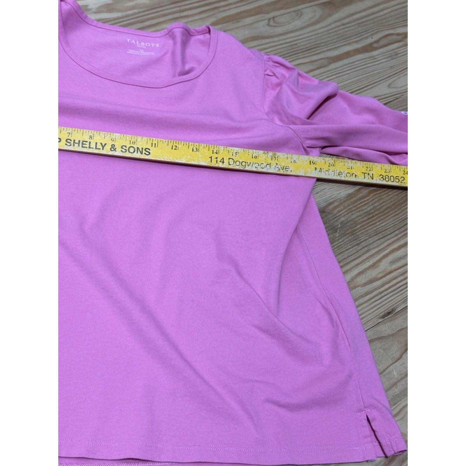 Talbots Cotton Puff Sleeve Pink Long-sleeved Blouse White Lace Cutout Size XLP