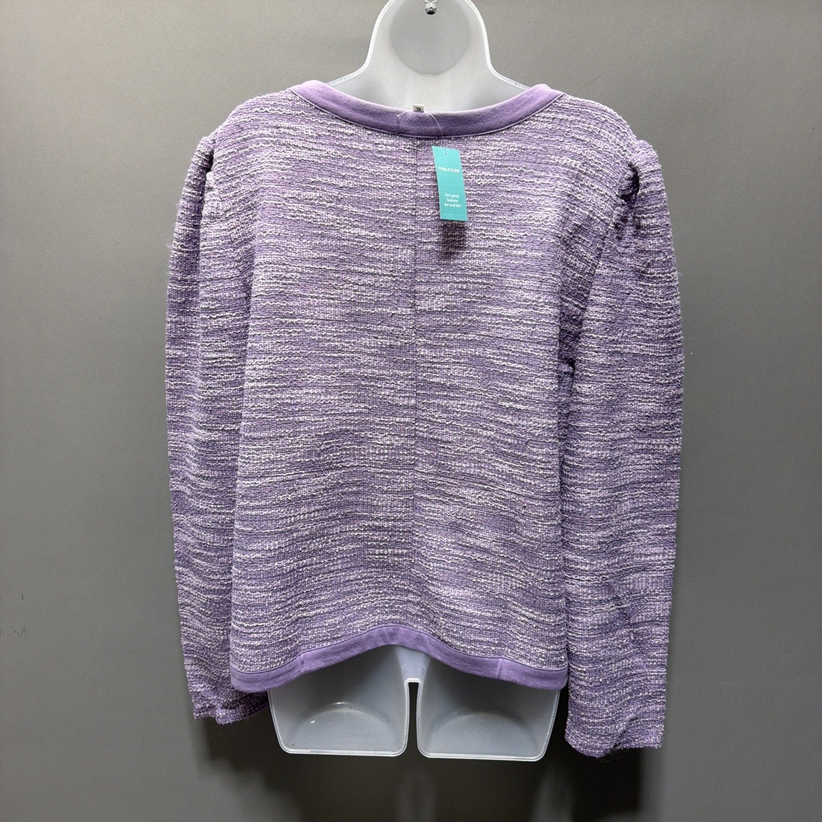 Maurices Womens Tweed Purple Button Knit Cotton Blend Casual Pockets Sweater XL