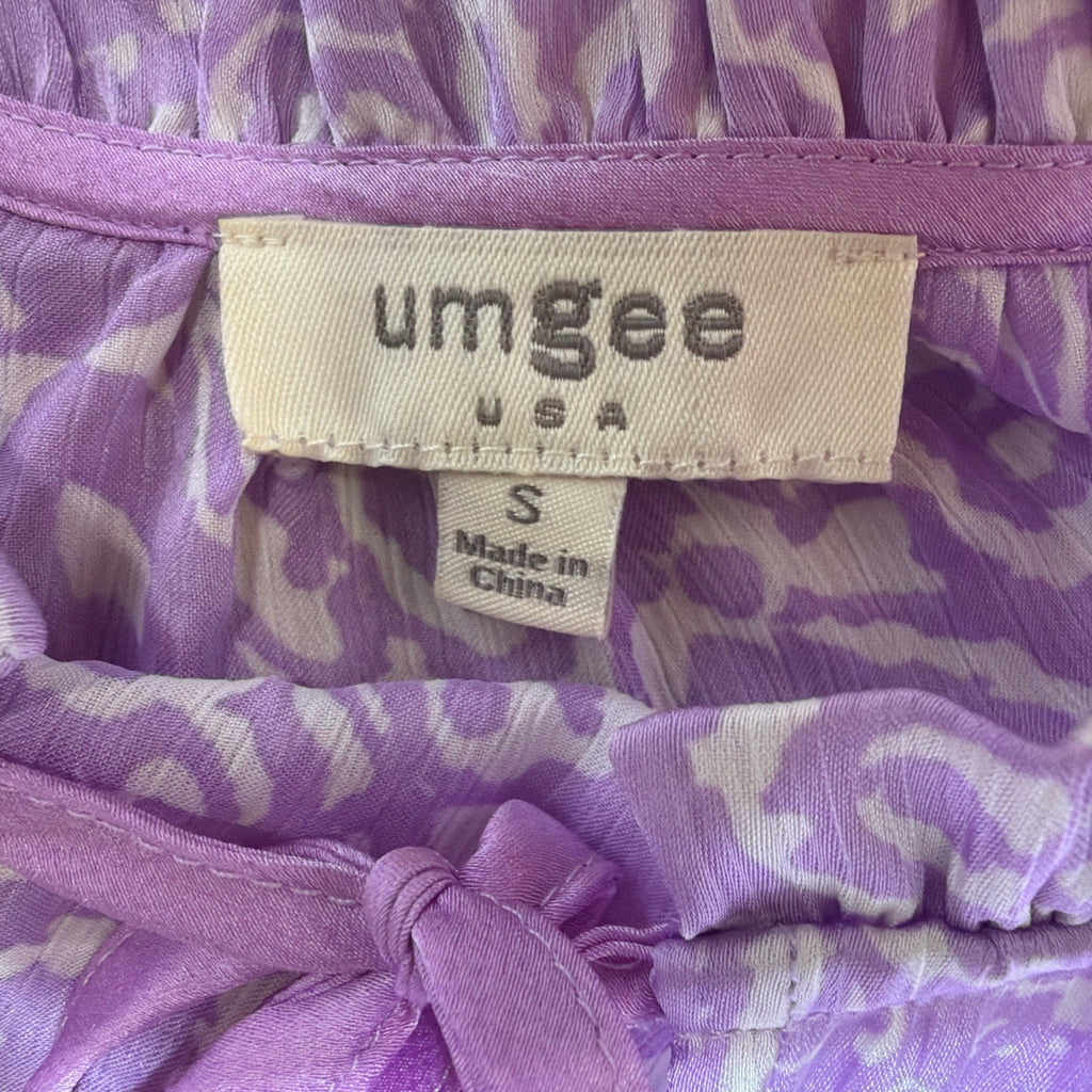 Umgee Lavender Floral Paisley Sheer Oversized V-Neck Blouse Size Small