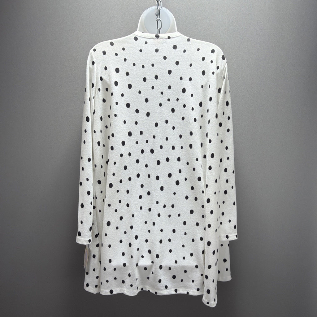 New Lularoe Caroline Jacket Cardigan Pockets White Black Polka Dots Sz M Stretch
