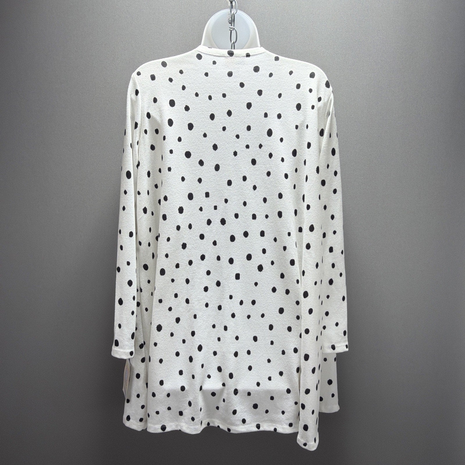 New Lularoe Caroline Jacket Cardigan Pockets White Black Polka Dots Sz M Stretch