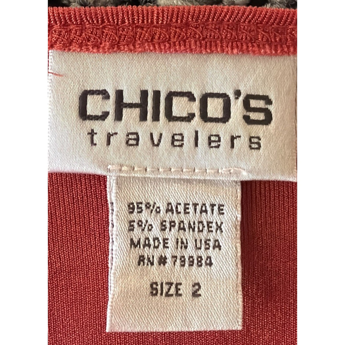 Vtg Chicos Travelers Womens Cardigan Sz L Red 3/4 Sleeve Tie Front Slinky USA