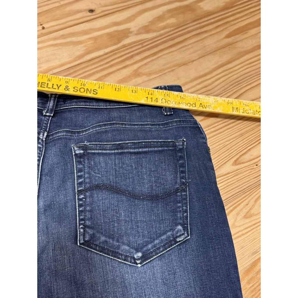 Lee Relaxed Fit Straight Leg Blue Jeans Dark Wash High Rise No Tag 32 X 27 1/2