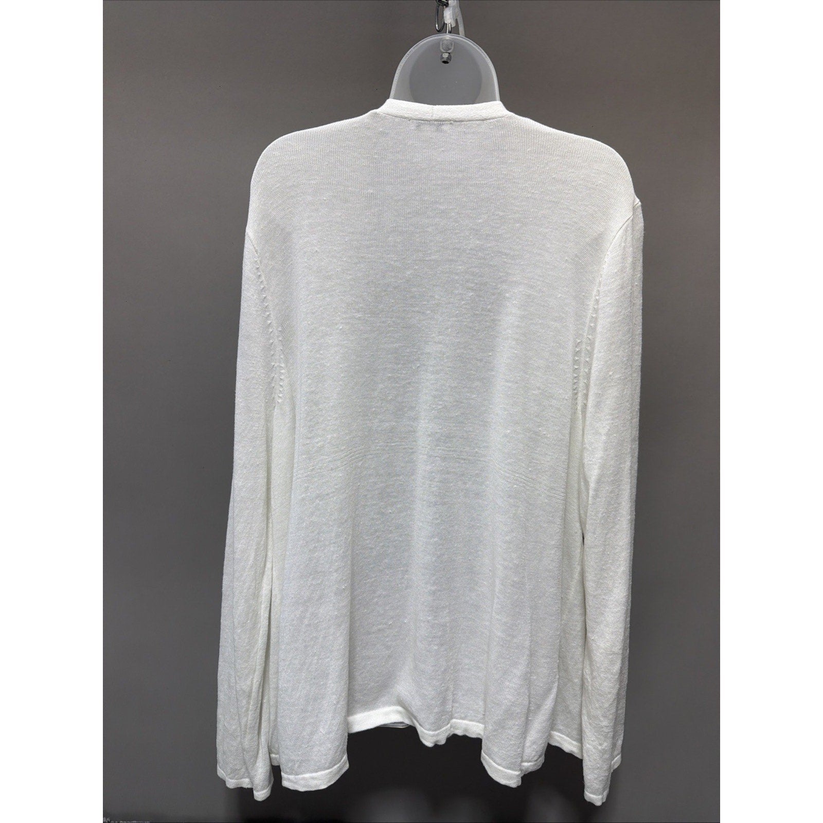 J. Jill Linen Women's White Open Front Knit Cardigan Size 2X Minimalist Casual
