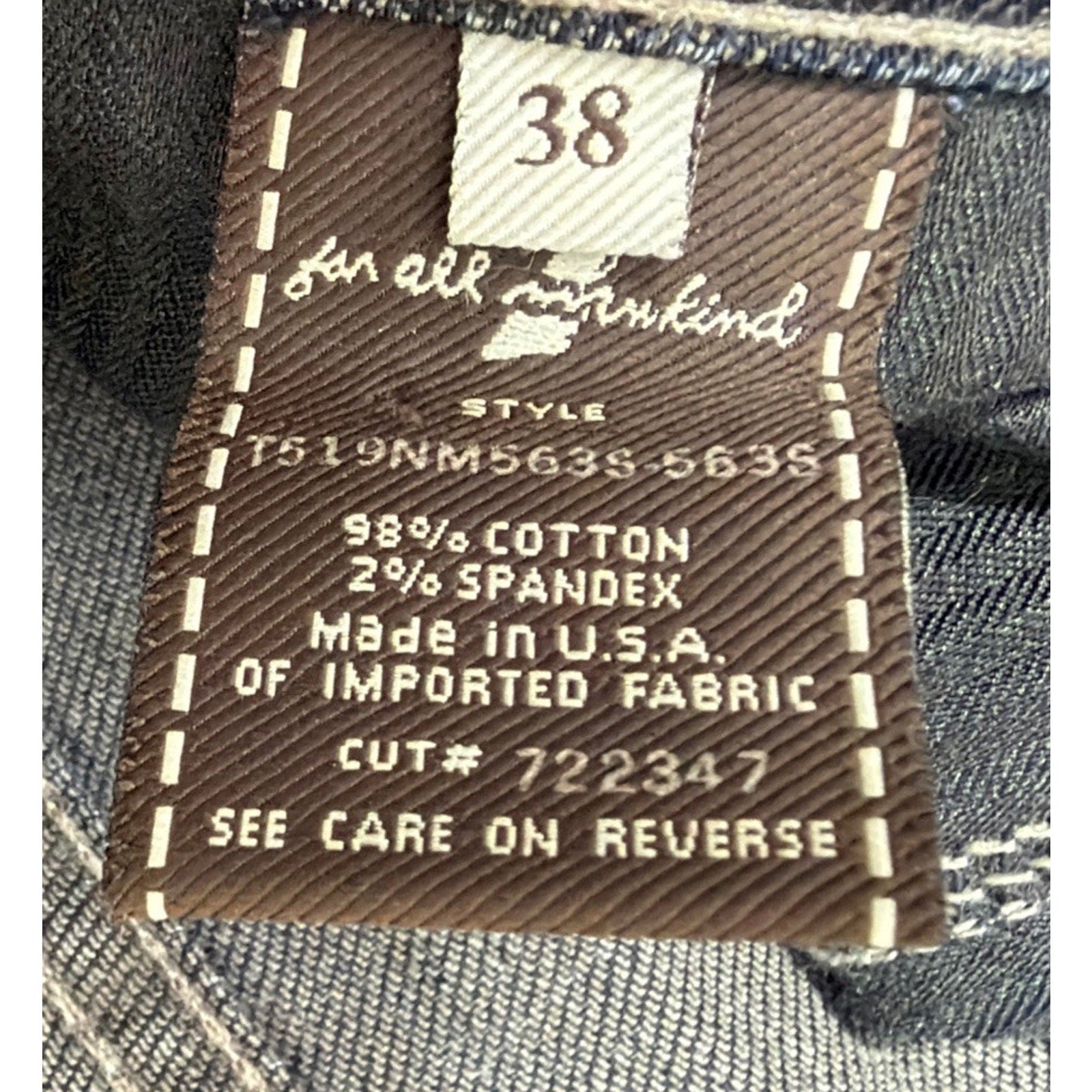 7 for All Mankind Standard Button Fly Jeans Size 38x34 Blue Denim Made USA