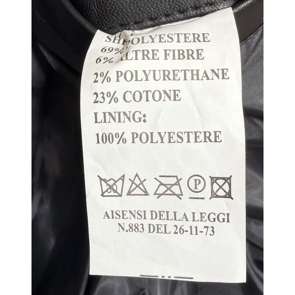 AC Luxury Collection Jacket Women Med Black Faux Leather Full Zip Made In Italy