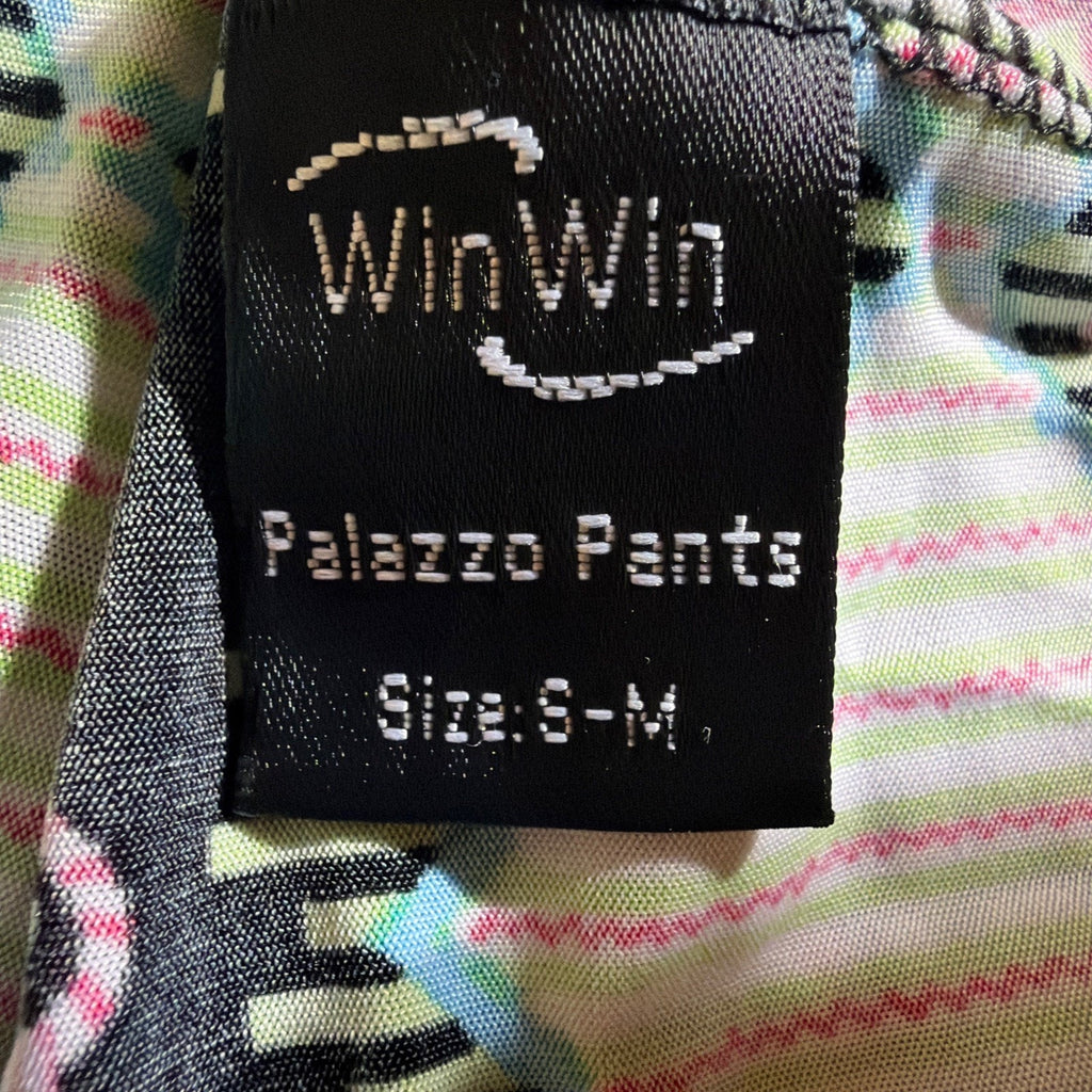 Win Win Women's Multicolor Stretch Pull On Comfort Waist Palazzo Pant Size M