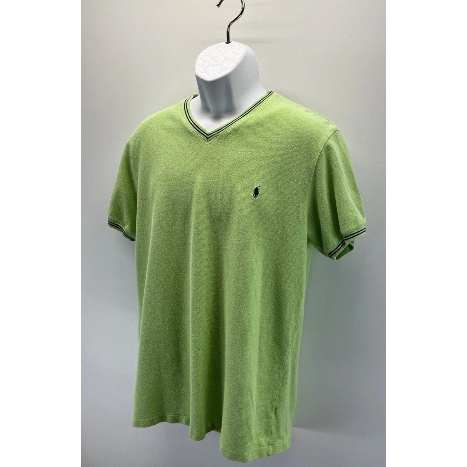 Vintage Men’s Polo Ralph Lauren Green V Neck Heavy T Shirt Size Medium