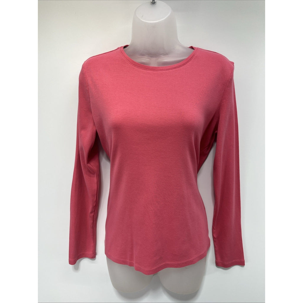 talbots womans pink long sleeve blouse pima cotton size M
