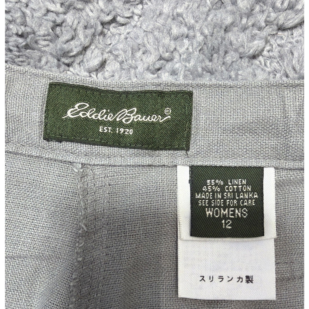 Eddie Bauer Linen Blend Drawstring Wide Leg Cargo Pants Size 12