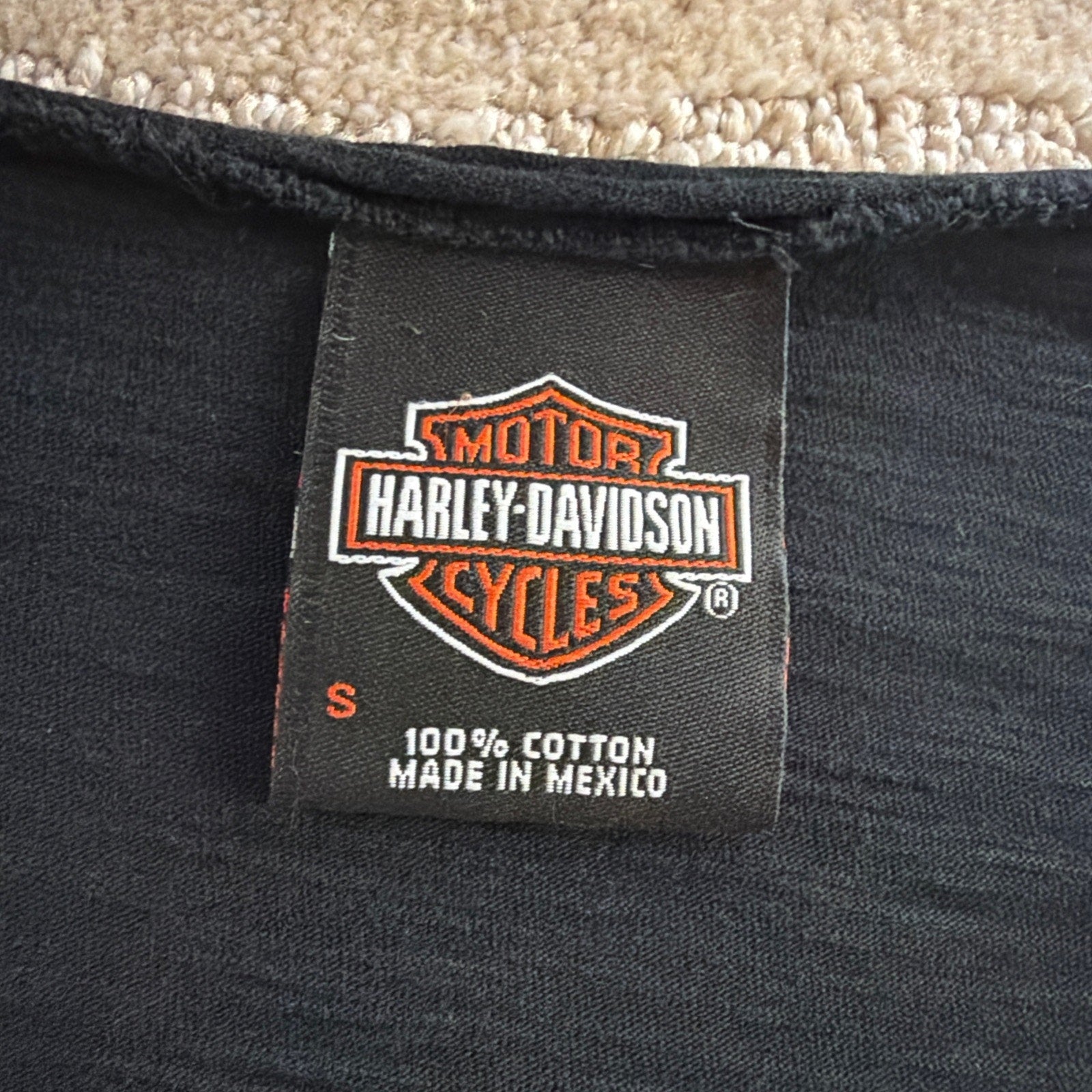 Black Womens Harley Davidson Distressed Short Sleeve Vintage Graphic Tshirt Sz S