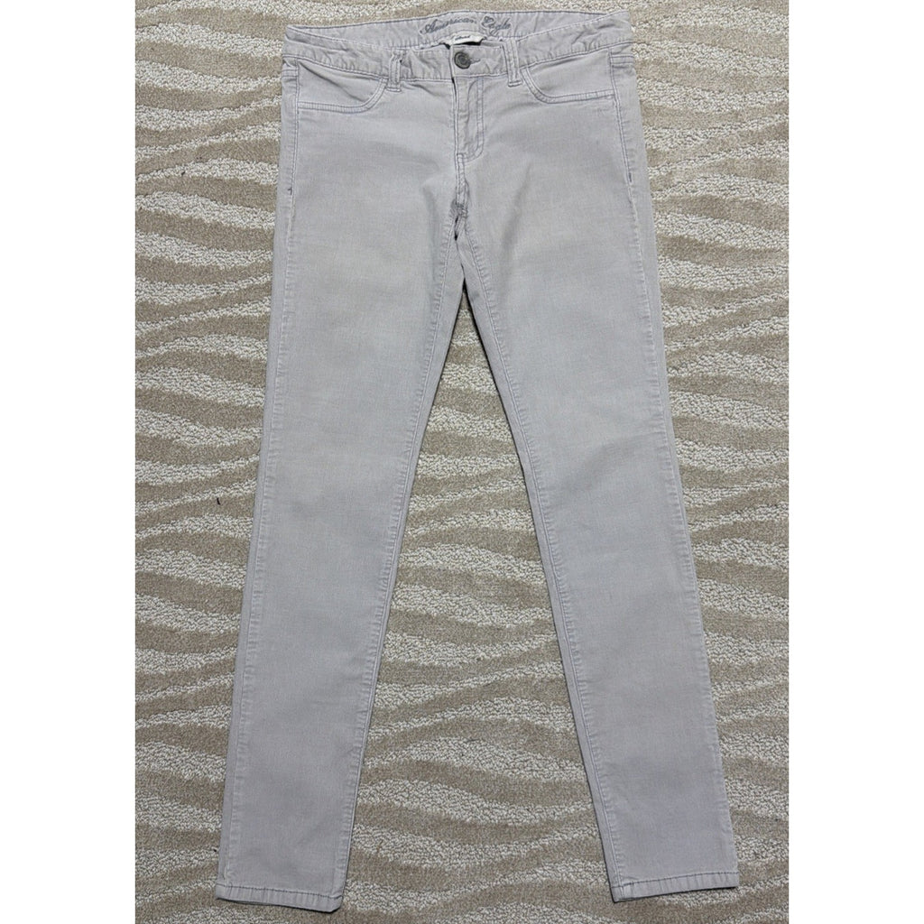 AE AMERICAN EAGLE Gray Corduroy STRETCH JEGGINGS WOMEN JEANS SIZE 6 Boho Chic