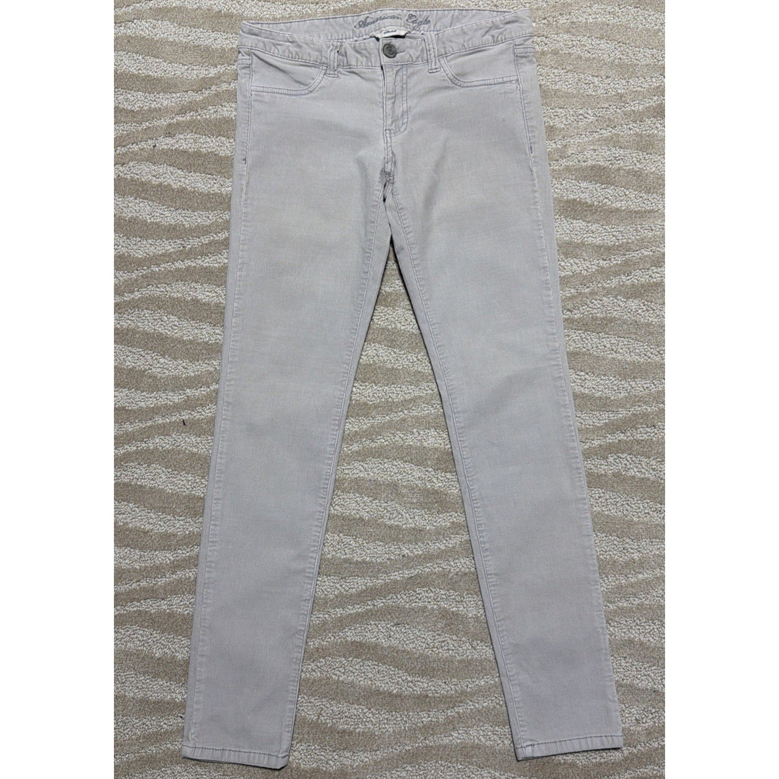 AE AMERICAN EAGLE Gray Corduroy STRETCH JEGGINGS WOMEN JEANS SIZE 6 Boho Chic