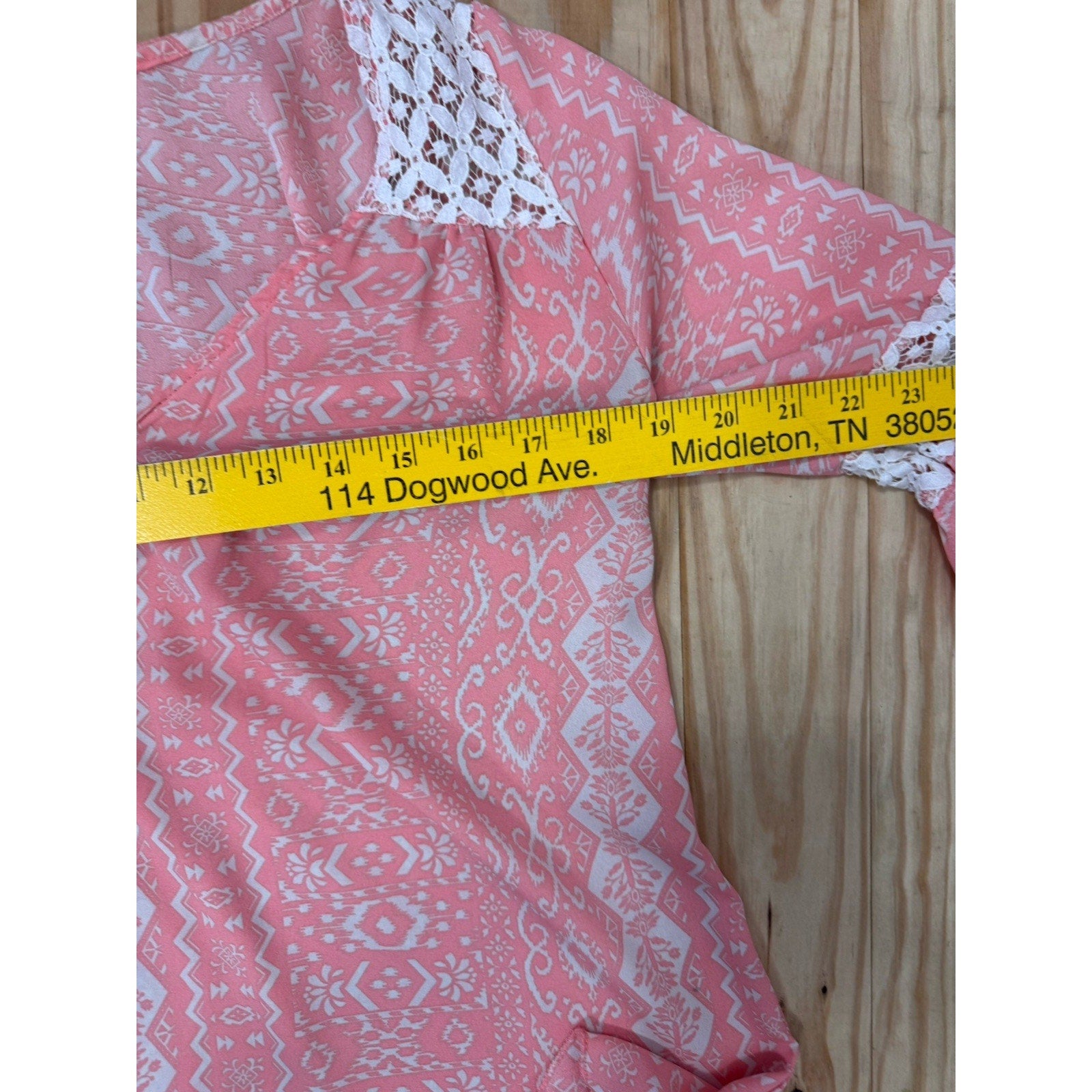 Rue 21 Women's Size S Sheer Peach And Ivory 3/4 Sleeve Blouse Boho Style