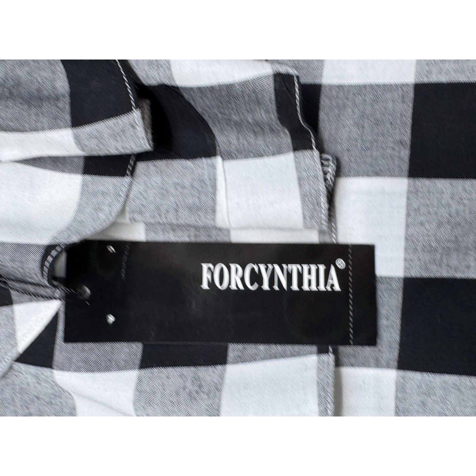 For Cynthia Gingham Black and White Long Sleeve Off The Shoulder Women S NWT