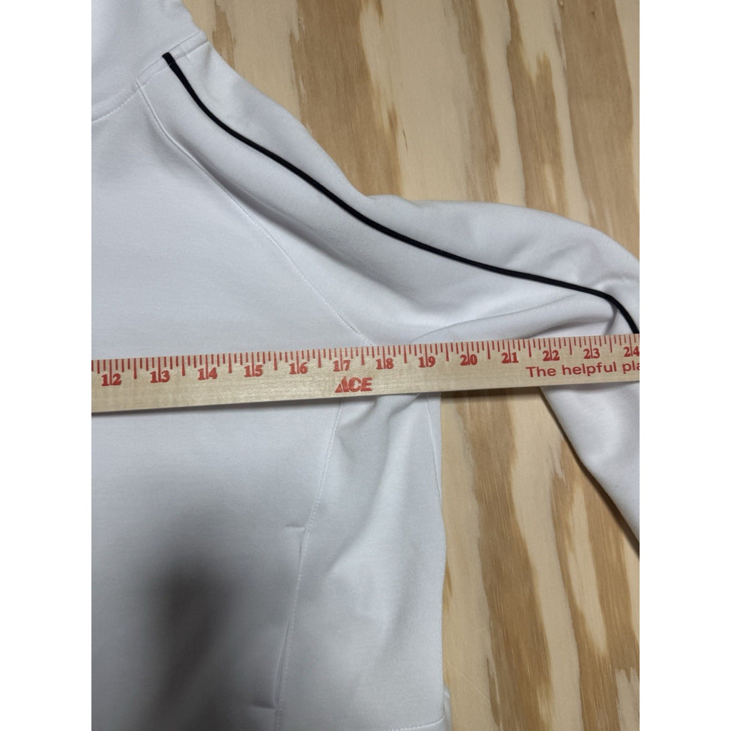 Girls Athletic Works White Full Zip Hoodie Jacket Black Piping Size L 10-12