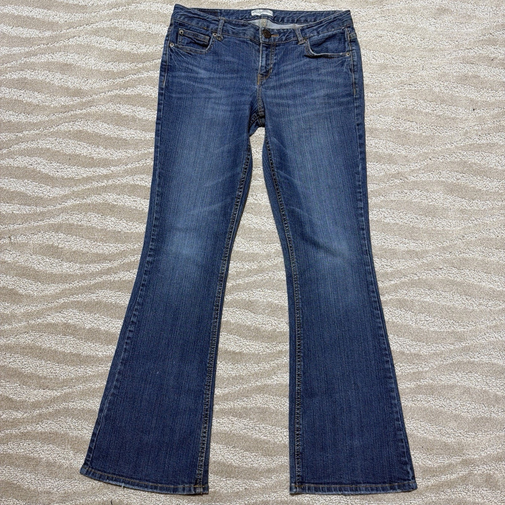 Aeropostale Womens Hailey Flare Jeans Size 7/8 Short Blue Dark Denim Y2K Casual