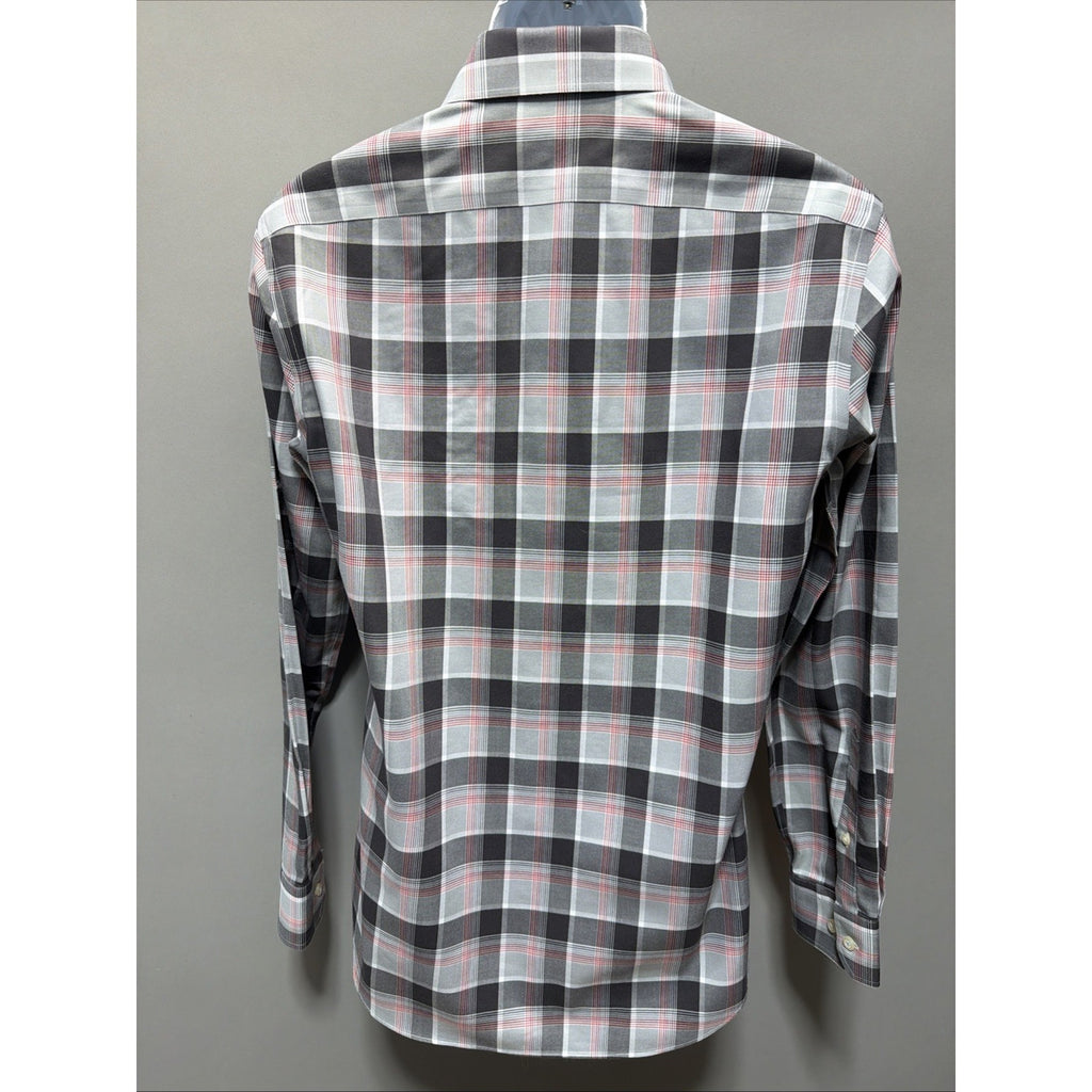 Banana Republic Shirt Grant Fit Non Iron Mens S Gray Plaid Button Up Long Sleeve