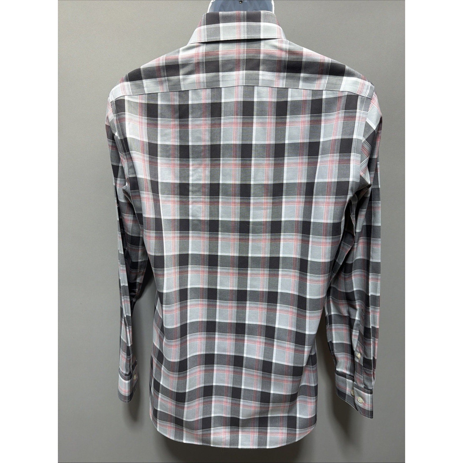 Banana Republic Shirt Grant Fit Non Iron Mens S Gray Plaid Button Up Long Sleeve