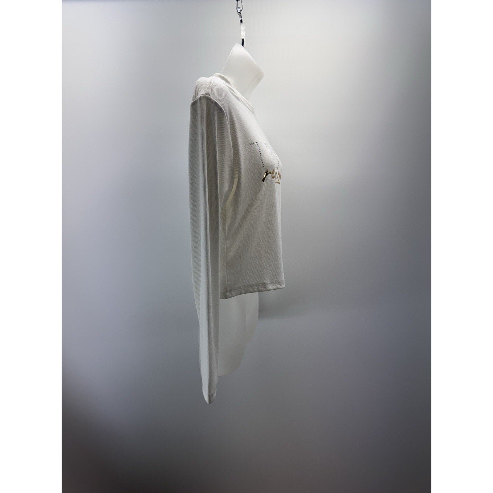 True Religion Ribbed Long Sleeve Crew Tee Women’s Size Medium Bling