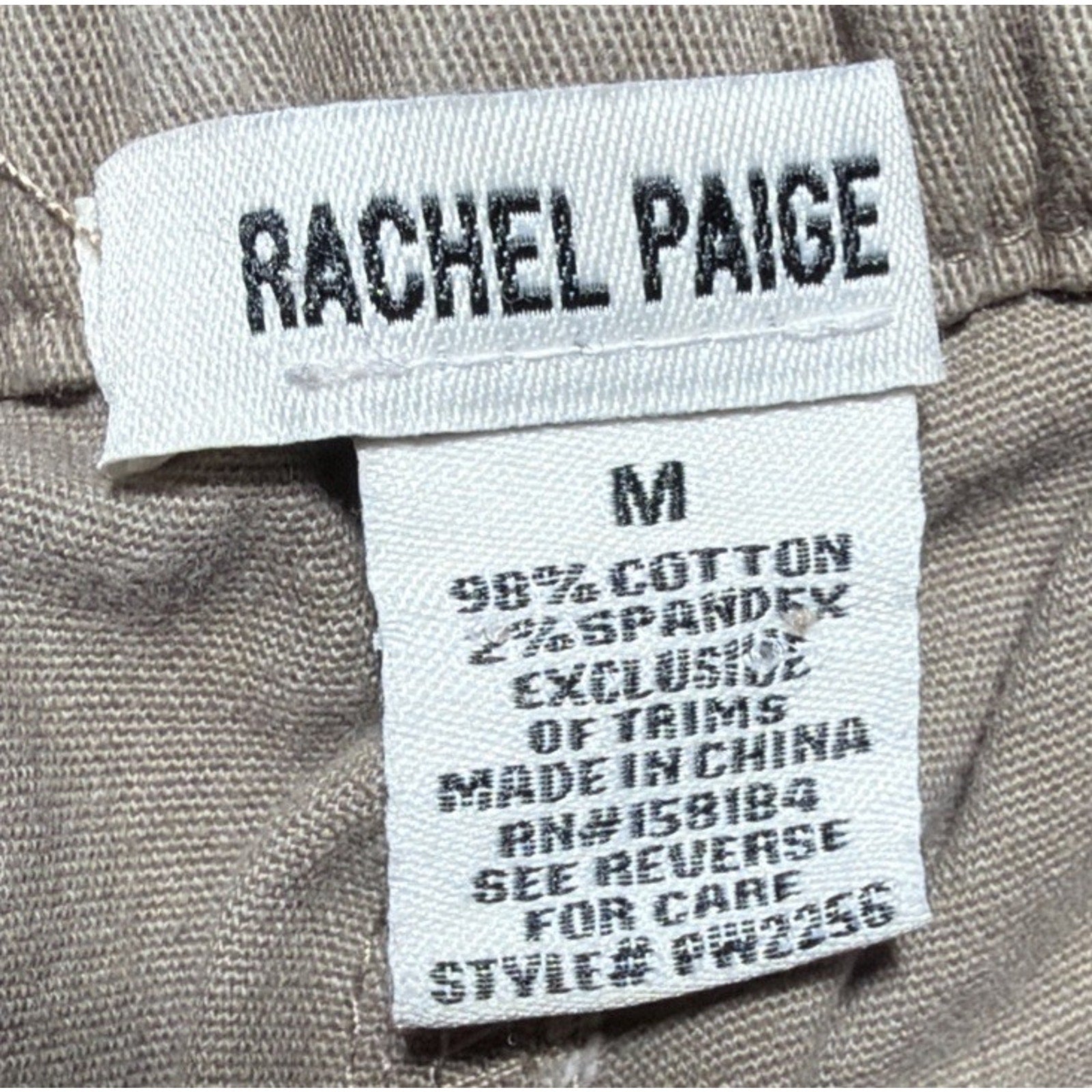 Rachel Paige Cargo Tan Sz M High Rise Elastic Waistband Wide Leg Casual Pants