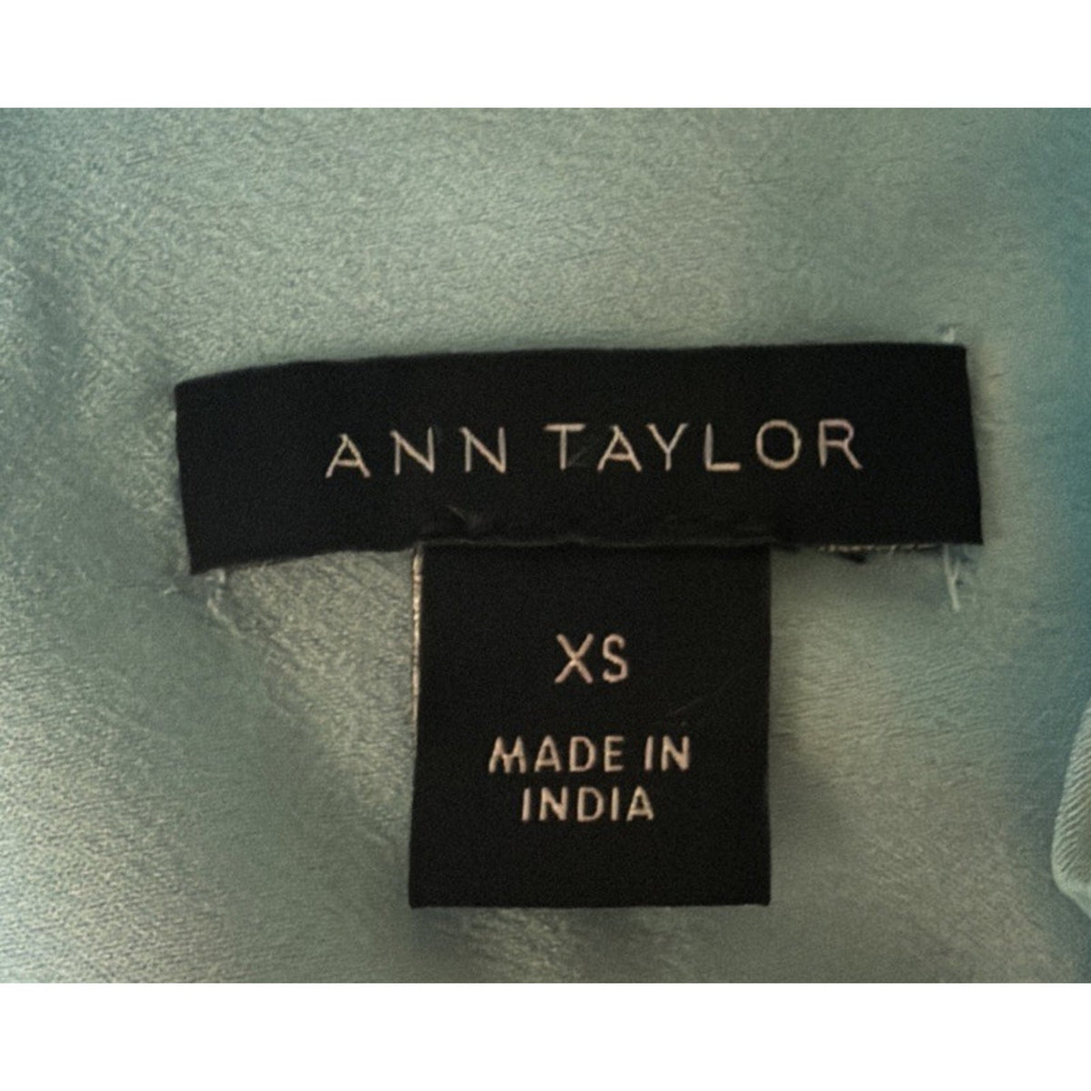 Ann Taylor Blue Satin Ruffle Button Short Sleeve Blouse Size XS