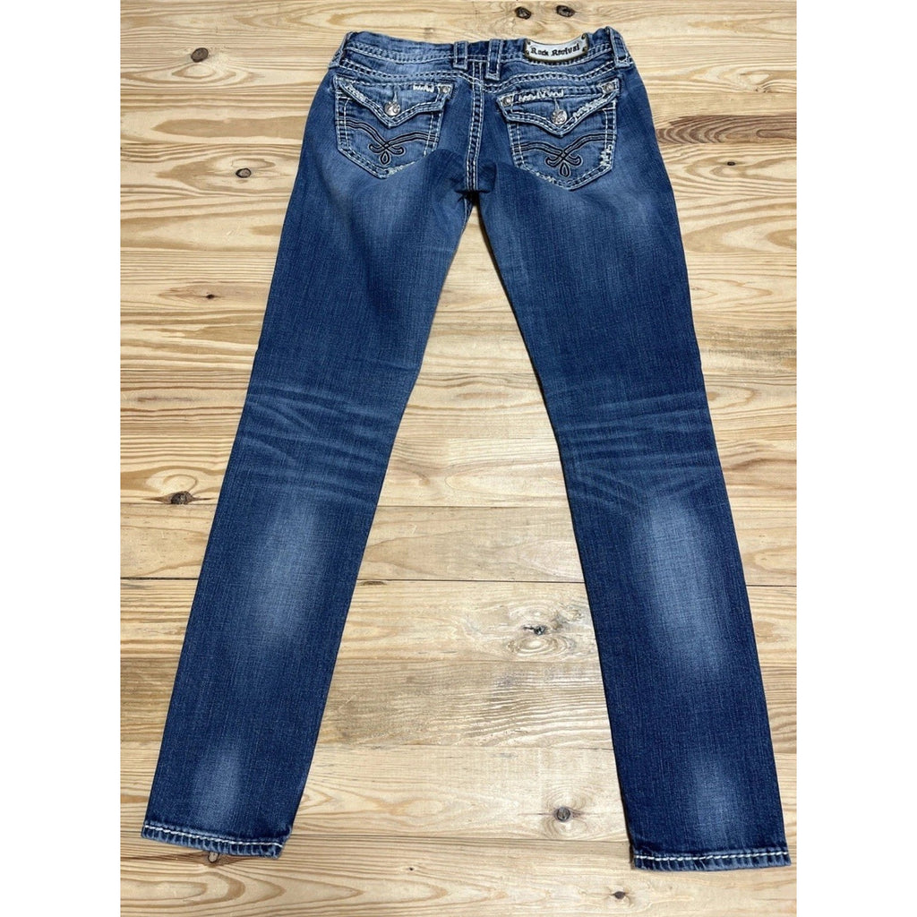 Rock Revival Elaina Skinny Size 26 Womens Designer Denim Blue Jeans 31" Inseam
