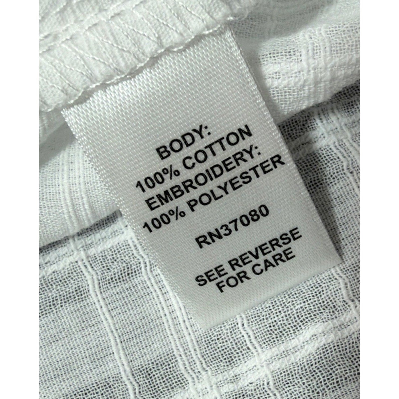 CATO White Floral Embroidered Casual Short Tie Sleeve Top Size 18/20W New