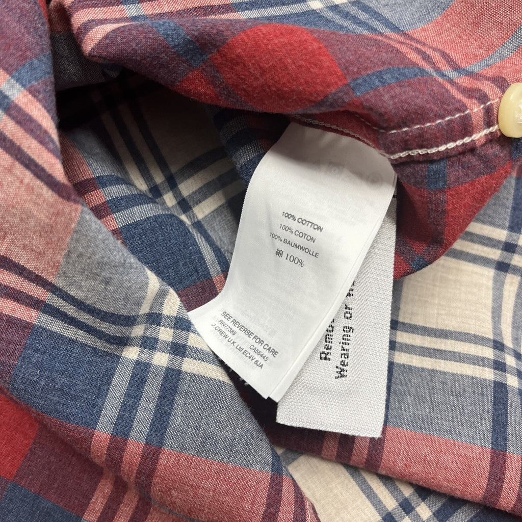 J.CREW Men's Red/Navy Plaid Cotton Slim-Fit Button-Up Long Sleeve Shirt SZ M